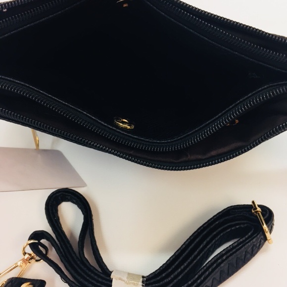 Black Woven Clutch Crossbody Bag Purse Tassel - Picture 4 of 4